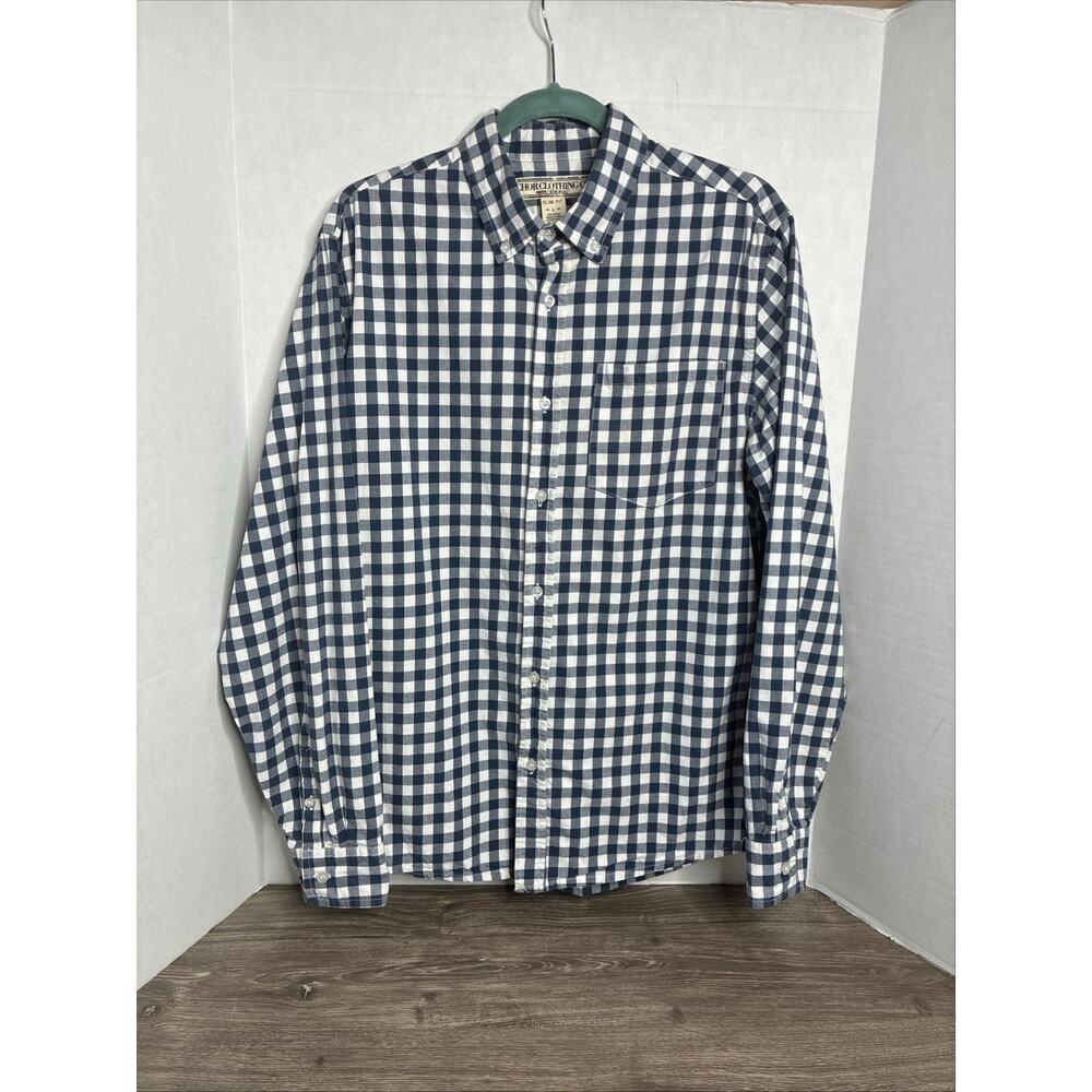 CHOR Clothing Co Slim Fit Men's Long Sleeve Plaid Button Up Shirt Large Cotton